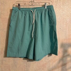 Manfinity Teal Drawstring, Side Pockets, 6.1/2 Inch Inseam Shorts, Casual, Sz Lg